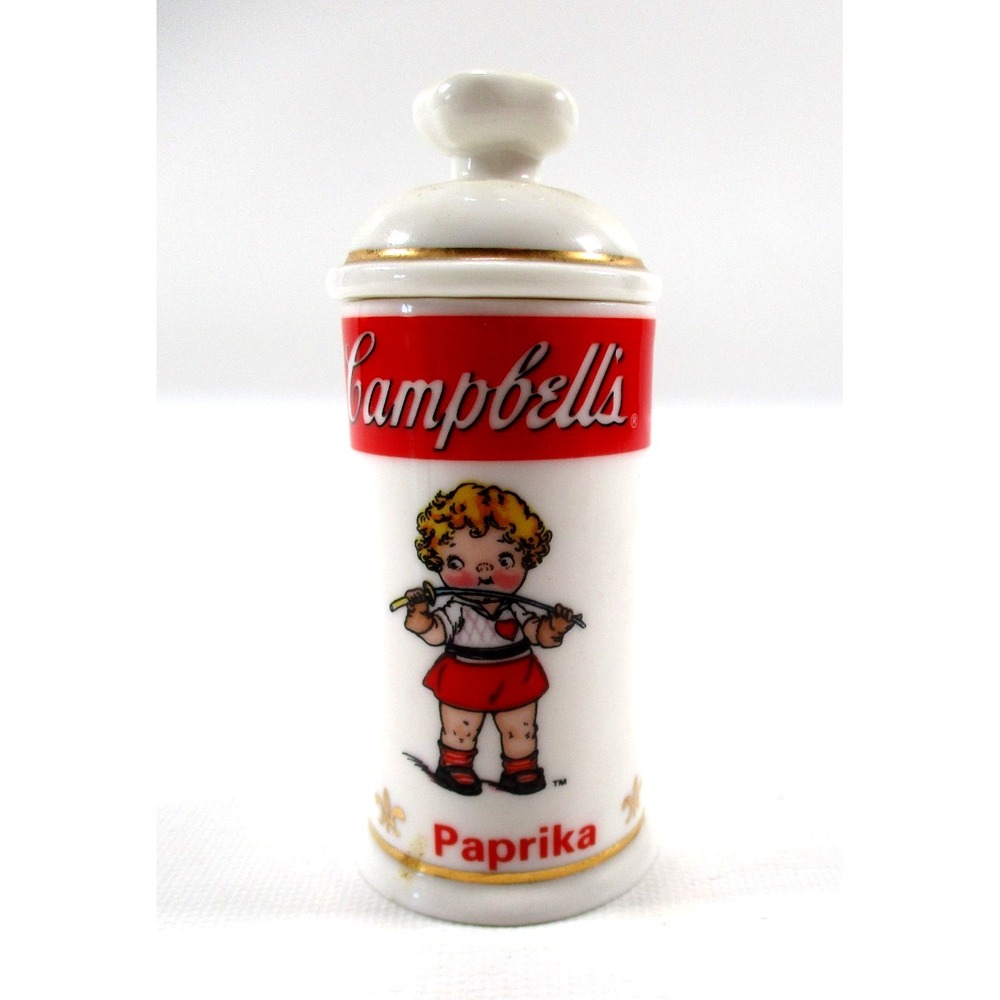 VTG 1995 Campbell's Soup Ceramic Paprika Spice Jar, 4", Danbury Mint Replacement